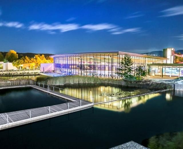 Oskar Frech Seebad Überblick über die gesamte Anlage nachts